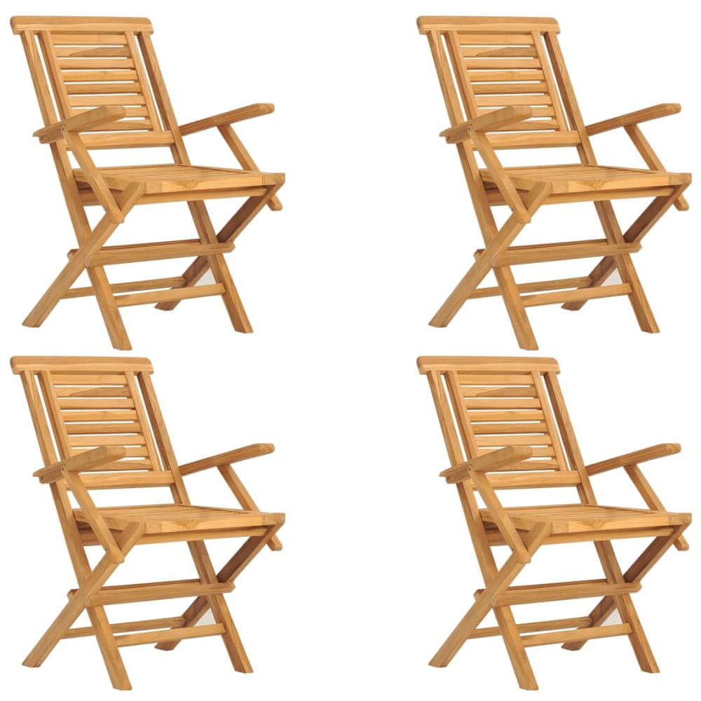 Vidaxl Skladacie záhradné stoličky 4 ks 56x63x90 cm tíkový masív